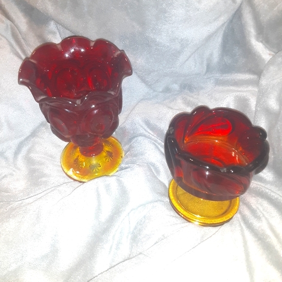 Indiana Glass Other - 2 pieces of Vintage Indiana Tiara Leaf Amberina dessert dish and 2nd glass piece
